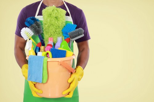 Deep cleaning supplies arranged for a detailed home cleaning session