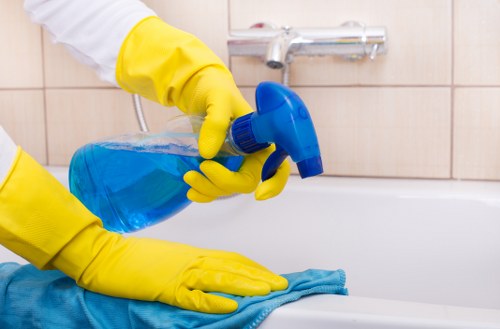 Detailed kitchen move in cleaning with cabinets and appliances